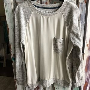 Lou & Grey XL Sheer Front Grey & White Sweatshirt